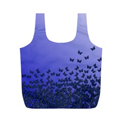 Gradient Butterflies Pattern, Flying Insects Theme Full Print Recycle Bag (m) by Casemiro