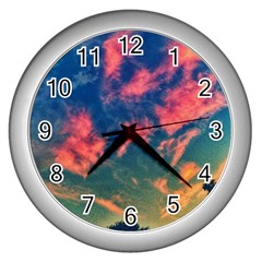  Brushstroke Skies Wall Clock (silver) by okhismakingart