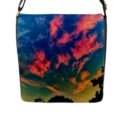  Brushstroke Skies Flap Closure Messenger Bag (l) by okhismakingart