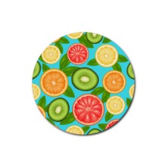 Fruit Love Rubber Round Coaster (4 Pack)  by designsbymallika