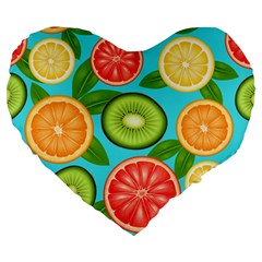 Fruit Love Large 19  Premium Flano Heart Shape Cushions by designsbymallika