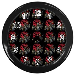 Middle Ages Knight With Morning Star And Horse Wall Clock (black) by DinzDas