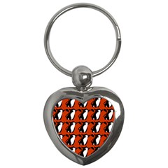  Bull In Comic Style Pattern - Mad Farming Animals Key Chain (heart) by DinzDas