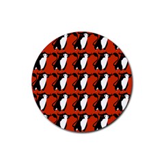  Bull In Comic Style Pattern - Mad Farming Animals Rubber Coaster (round)  by DinzDas