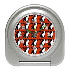  Bull In Comic Style Pattern - Mad Farming Animals Travel Alarm Clock by DinzDas