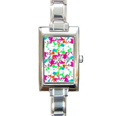 Bright Multicolored Abstract Print Rectangle Italian Charm Watch by dflcprintsclothing