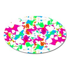 Bright Multicolored Abstract Print Oval Magnet