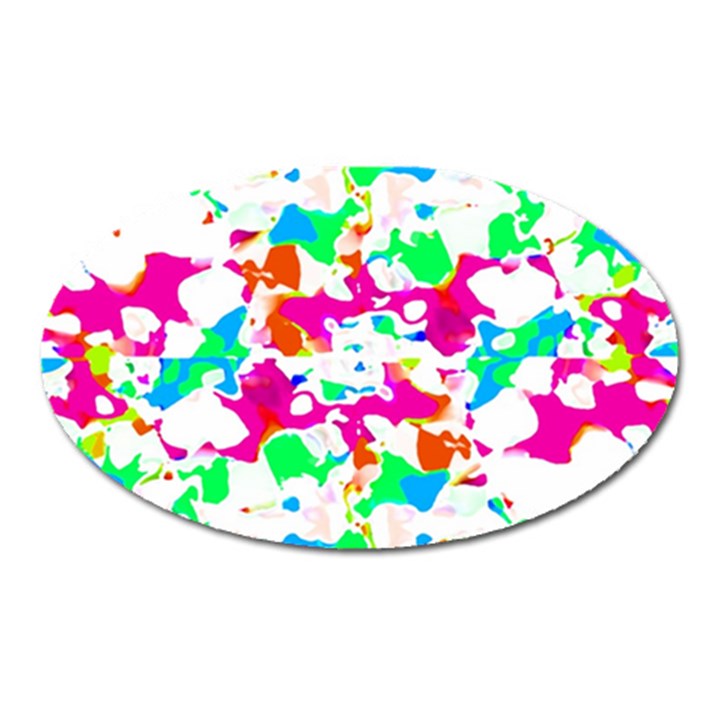 Bright Multicolored Abstract Print Oval Magnet