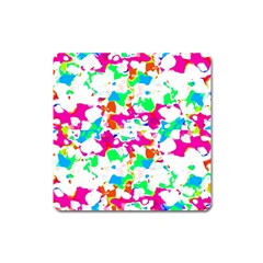 Bright Multicolored Abstract Print Square Magnet by dflcprintsclothing