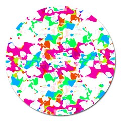 Bright Multicolored Abstract Print Magnet 5  (round)