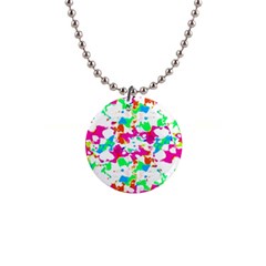 Bright Multicolored Abstract Print 1  Button Necklace by dflcprintsclothing