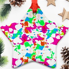 Bright Multicolored Abstract Print Star Ornament (two Sides)