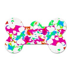 Bright Multicolored Abstract Print Dog Tag Bone (two Sides) by dflcprintsclothing