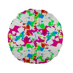 Bright Multicolored Abstract Print Standard 15  Premium Round Cushions by dflcprintsclothing