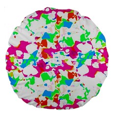 Bright Multicolored Abstract Print Large 18  Premium Round Cushions by dflcprintsclothing