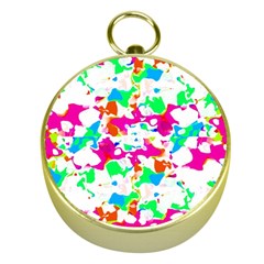 Bright Multicolored Abstract Print Gold Compasses by dflcprintsclothing