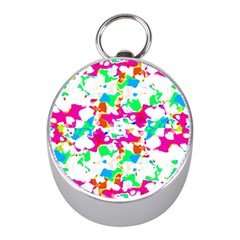 Bright Multicolored Abstract Print Mini Silver Compasses by dflcprintsclothing