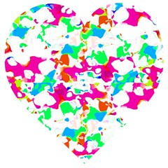 Bright Multicolored Abstract Print Wooden Puzzle Heart by dflcprintsclothing