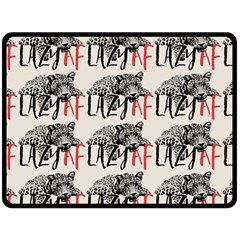 Lazy Af Panther - Lazy Fool Leopard Fleece Blanket (large)  by DinzDas