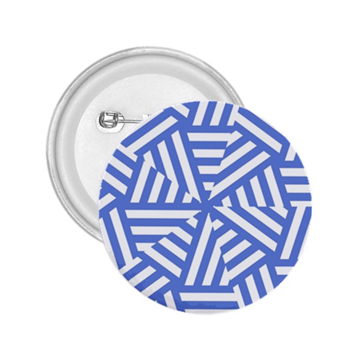 Geometric blue and white lines, stripes pattern 2.25  Buttons