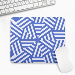 Geometric Blue And White Lines, Stripes Pattern Large Mousepads by Casemiro