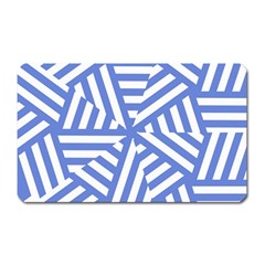 Geometric Blue And White Lines, Stripes Pattern Magnet (rectangular) by Casemiro