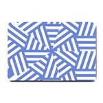 Geometric blue and white lines, stripes pattern Small Doormat  24 x16  Door Mat