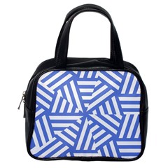 Geometric Blue And White Lines, Stripes Pattern Classic Handbag (one Side) by Casemiro