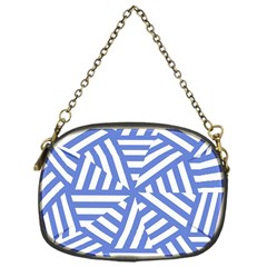 Geometric Blue And White Lines, Stripes Pattern Chain Purse (one Side) by Casemiro