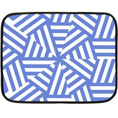 Geometric Blue And White Lines, Stripes Pattern Fleece Blanket (mini) by Casemiro