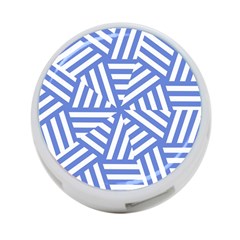 Geometric Blue And White Lines, Stripes Pattern 4-port Usb Hub (one Side) by Casemiro