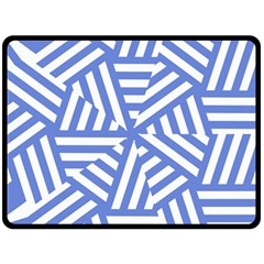 Geometric Blue And White Lines, Stripes Pattern Fleece Blanket (large)  by Casemiro