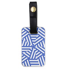 Geometric Blue And White Lines, Stripes Pattern Luggage Tag (one Side) by Casemiro