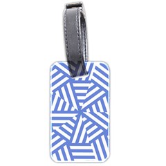 Geometric Blue And White Lines, Stripes Pattern Luggage Tag (two Sides) by Casemiro