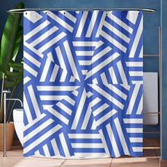 Geometric Blue And White Lines, Stripes Pattern Shower Curtain 60  X 72  (medium)  by Casemiro