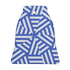 Geometric Blue And White Lines, Stripes Pattern Bell Ornament (two Sides) by Casemiro