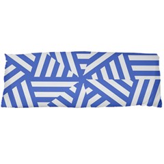 Geometric Blue And White Lines, Stripes Pattern Body Pillow Case Dakimakura (two Sides) by Casemiro