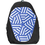 Geometric blue and white lines, stripes pattern Backpack Bag Front