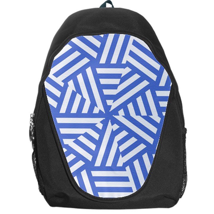 Geometric blue and white lines, stripes pattern Backpack Bag