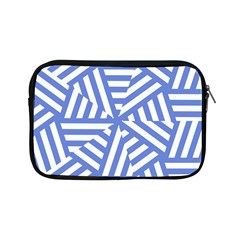 Geometric Blue And White Lines, Stripes Pattern Apple Ipad Mini Zipper Cases by Casemiro