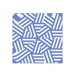 Geometric Blue And White Lines, Stripes Pattern Satin Bandana Scarf by Casemiro