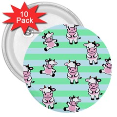 Cow Pattern 3  Buttons (10 Pack) 