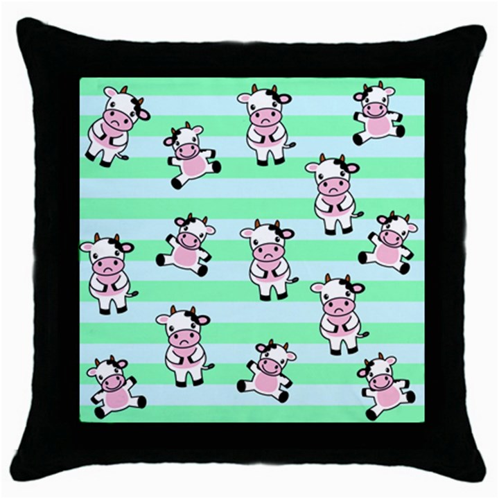 Cow Pattern Throw Pillow Case (Black)