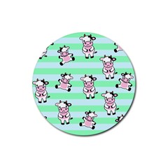 Cow Pattern Rubber Coaster (round)  by designsbymallika