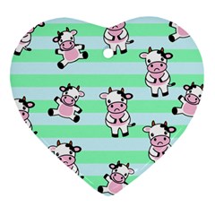 Cow Pattern Heart Ornament (two Sides) by designsbymallika