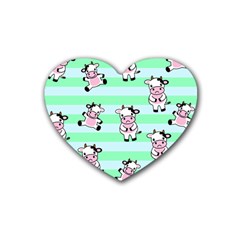 Cow Pattern Heart Coaster (4 Pack)  by designsbymallika