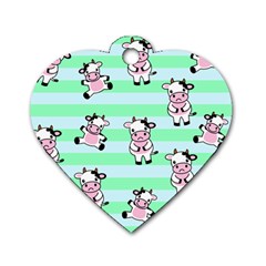 Cow Pattern Dog Tag Heart (one Side) by designsbymallika