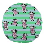 Cow Pattern Large 18  Premium Flano Round Cushions Front