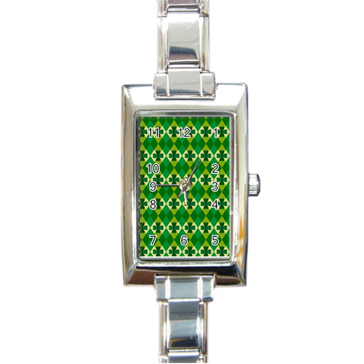 St Patricks Pattern Rectangle Italian Charm Watch