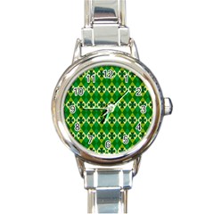 St Patricks Pattern Round Italian Charm Watch by designsbymallika